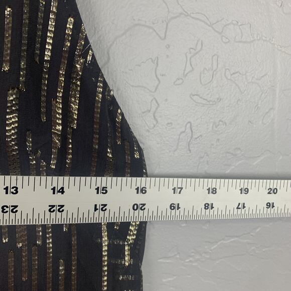 Equipment Silk Slip Dress Womens Small Black Gold Metallic Party Sleeveless Zip - Picture 4 of 6